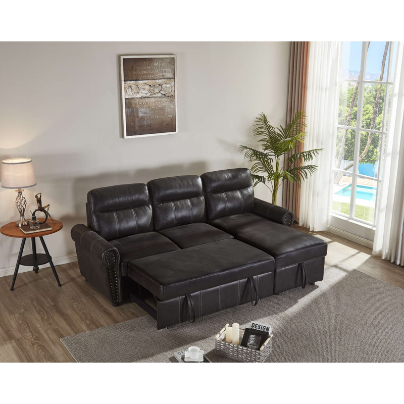 Canapé modulaire 2 pièces Dashone, Similicuir noir