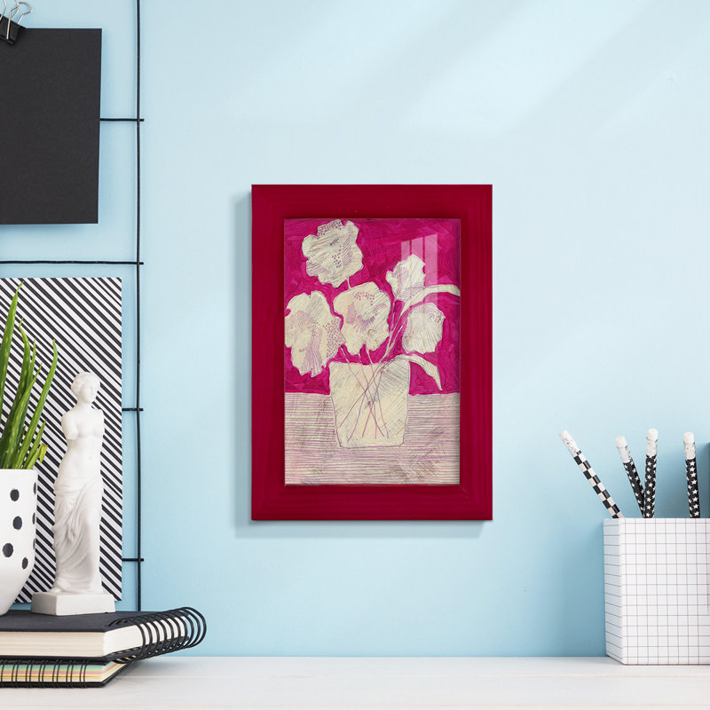 Fuchsia Arrangement I - impression d'un seul cadre photo, Cadre rouge, H 6 po x l 4 po x P 1 po