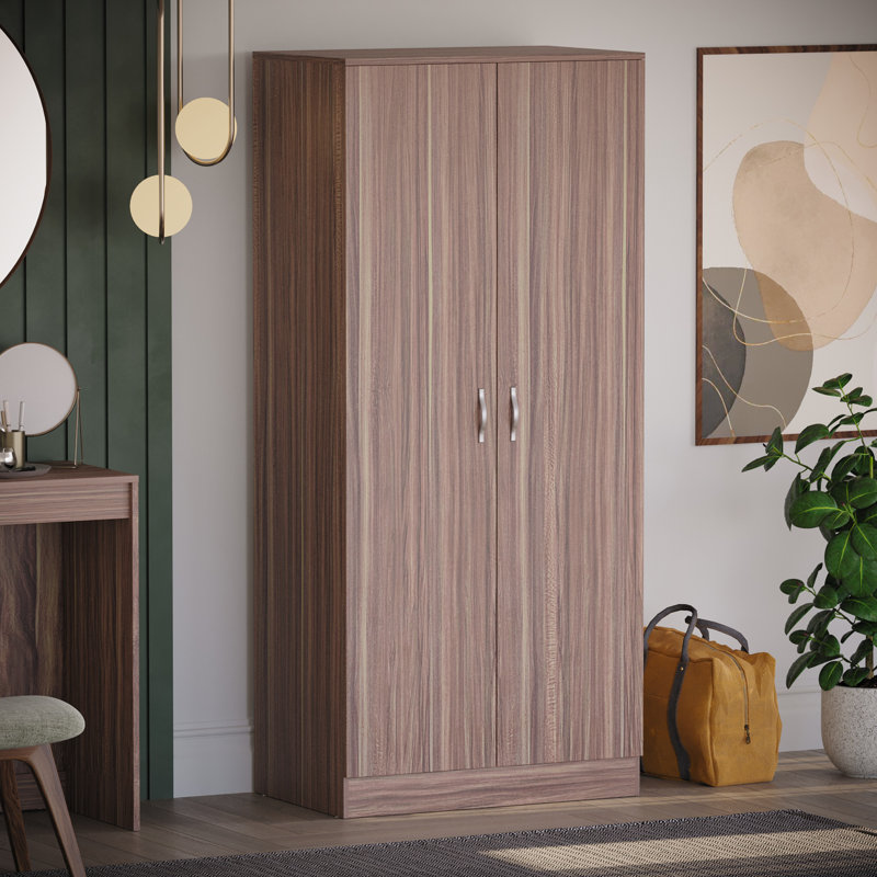 Maybery 2 Door Manufactured Wood Wardrobe, Walnut