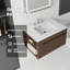 Meuble-lavabo flottant 30 po avec lavabo, porte à fermeture en douceur, comptoir et dosseret en marbre de culture blanc de 0,6 po Carrara, contreplaqué, brun-116118433-116118445
