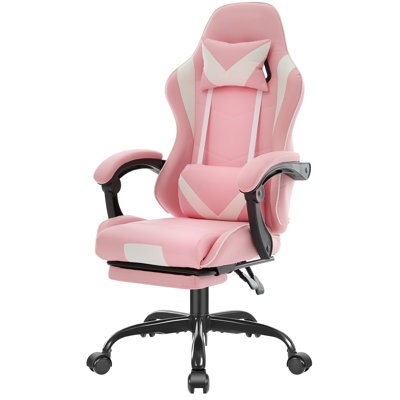 Fauteuil de jeu ergonomique de course avec repose-pieds rétractable, accoudoir à tringles, inclinaison à 135 °, hauteur réglable, pivotement à 360 °, charge maximale de 400 lb pour le bureau et les jeux