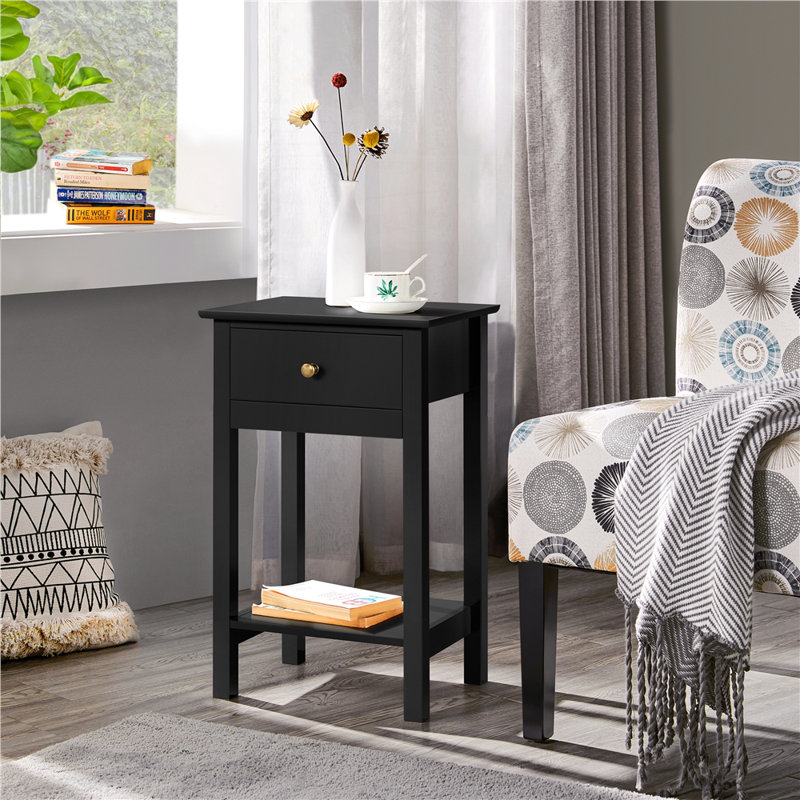  1 Drawer Bedside Table, Black