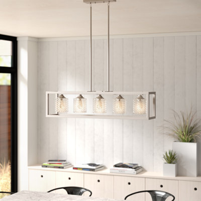 Gerberoy 5 - Light Kitchen Steel Dimmable Island Rectangle Modern Chandelier