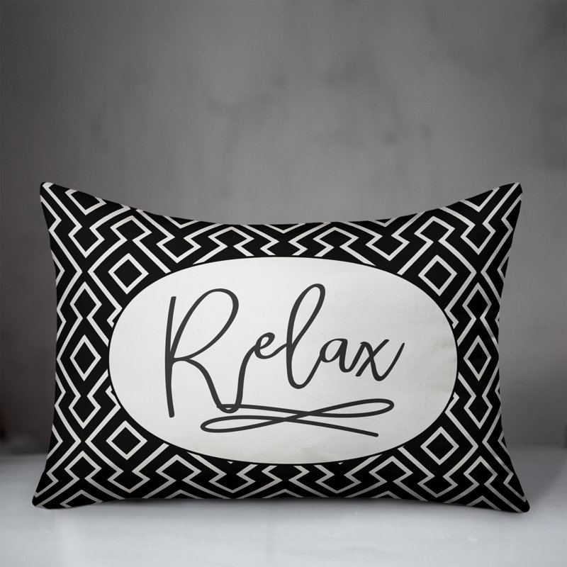 Relax Outdoor Rectangular Pillow Cover and Insert, Black