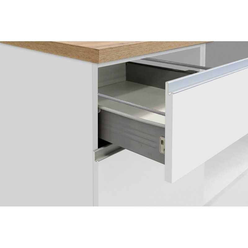 Caymitte Wood Kitchen Island, White/Oak
