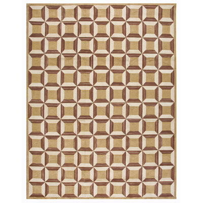 Tapis crocheté American en brun / ivoire