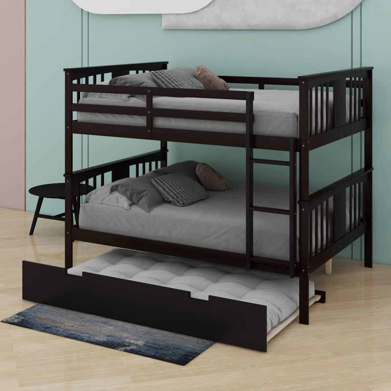 Full Over Full Bunk Bed With Trundle, Espresso