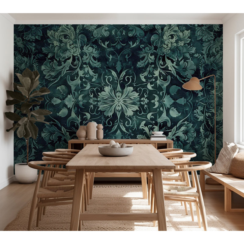 Papier peint Surface Surface - tapis oriental émeraude, L 39 po x L 27 po