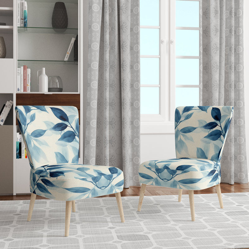 Chaise d'appoint Leaves - Chaise d'appoint Blue Leaves Botanical Wash I, Side Chair Armless