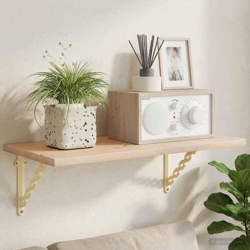 Wall Shelf Brackets Steel Metal Shelf Brackets Wall Mounted Support, 10.5cm H x 10.5cm W x 3cm D, Antique White