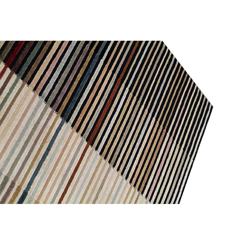 Wool Striped Area Rug in Beige/Black