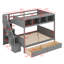 Lit superposé avec tablettes, escalier de rangement et 2 tiroirs-997766881