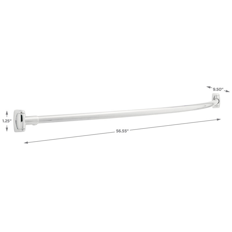 Curved Fixed Shower Curtain Rod, 60", Bright Stainless Steel