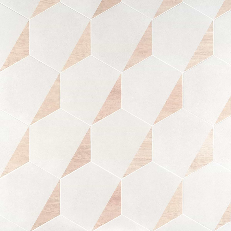 Pergola 12.5" Hexagon Matte Porcelain Tile, Wood White