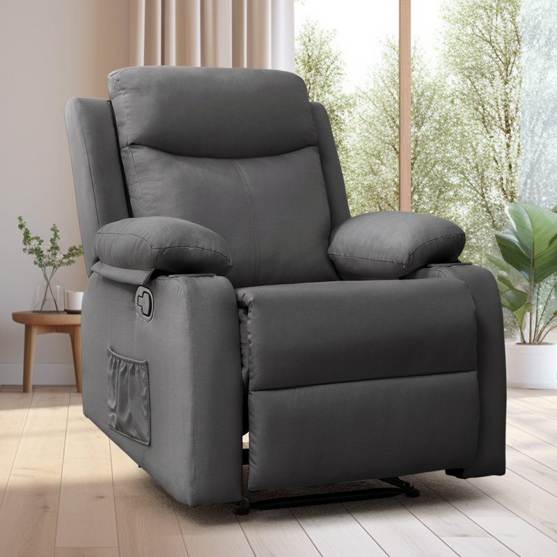Fauteuil inclinable KORSER, fauteuils inclinables à bascule pour le salon, petits fauteuils inclinables pour les petits espaces, fauteuils inclinables manuels en tissu avec poches latérales