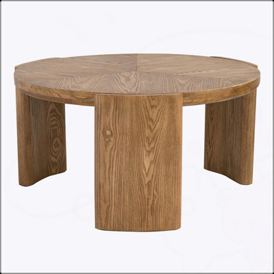 Table basse 32 po x 16,5 po avec pieds courbés, placage de frêne brun et plateau spacieux pour une vie élégante