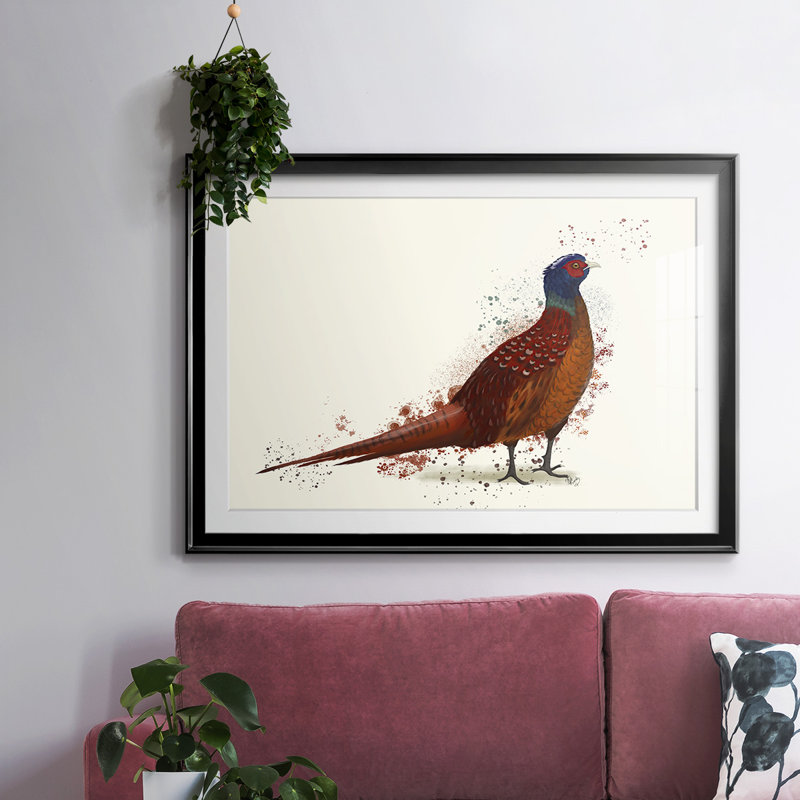 Pheasant Splash 4-FramedFramed Print W Beveled Matt and Glass, Noir, H 15 po x l 21 po x P 1,5 po