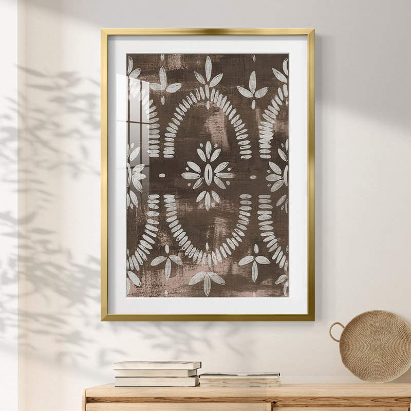 Espresso Batik II - impression encadrée, H 25,5 po x l 17,5 po, Doré