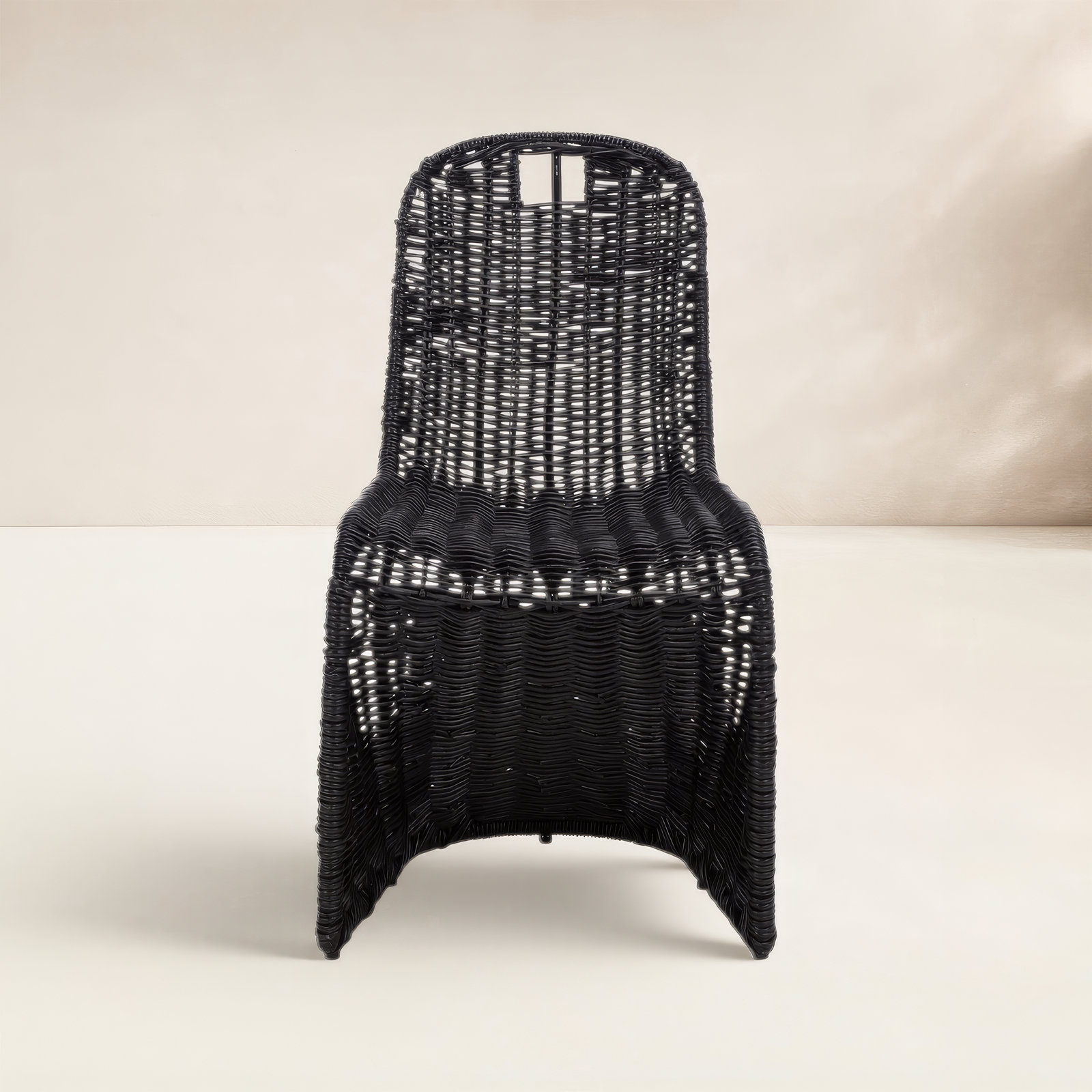 Celeste Outdoor Wicker Dining Chair, Black