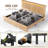 Fluted Panel Platform Bed with LED Headboard, Storage Drawers & USB Charging,No Box Spring Needed,King/Oak-453278637-453278639