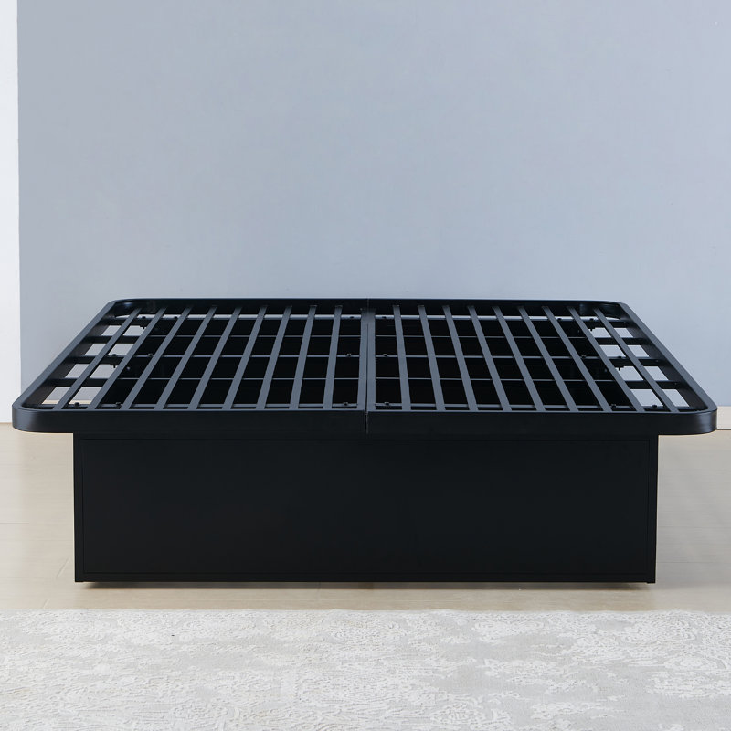 Structure de lit plateforme en métal lourd 16 po de qualité supérieure avec supports en métal pour une durabilité maximale en noir