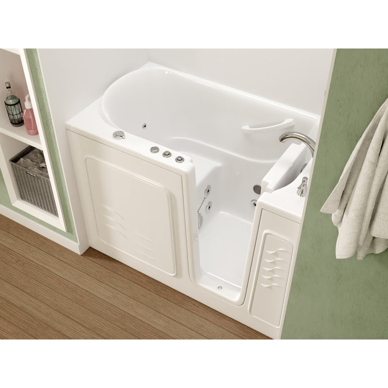 Therapeutic Tubs 30 in. x 53 in. Right Drain Quick Fill Walk-In Whirlpool Tub with Powered Fast Drain in White, Right, White