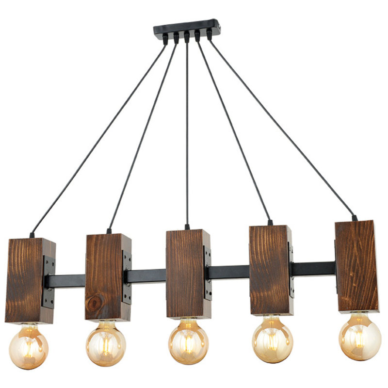 Biorn 5 - Light Walnut/Black Kitchen Island Pendant