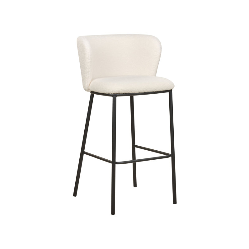 Mina Upholstered Counter Stool with Metal Frame, White
