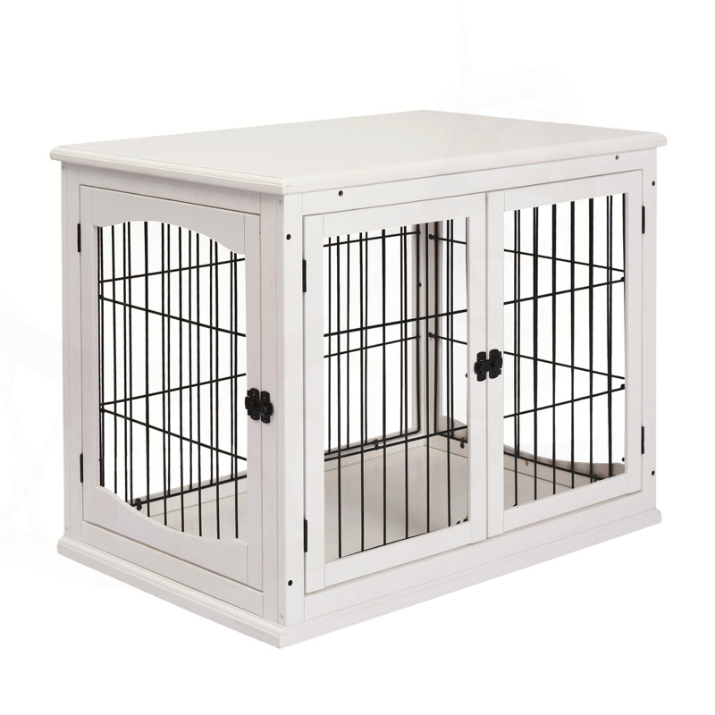 Table de bout polyvalente pour caisse de chien avec un design élégant pour le confort des animaux de compagnie, Blanc