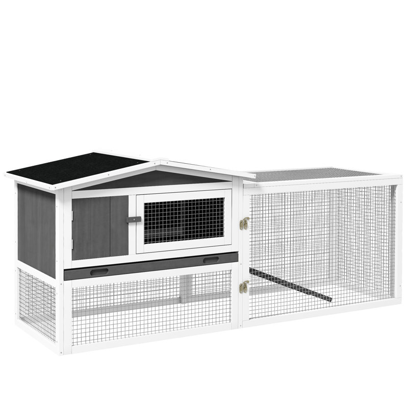Cage à 2 étages imperméable et amovible pour 1 à 2 lapins, lapin gris à 2 couches, avec étanchéité, plateau coulissant,