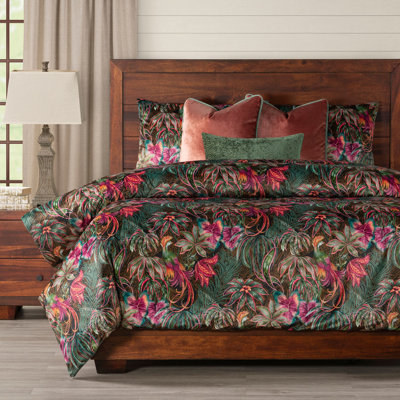 Tropical Floral Print Velvet Duvet Cover & Insert Set