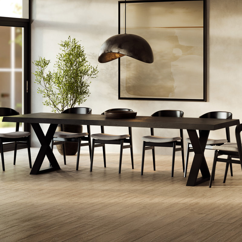 Colin X-Base Dining Table, 29.75"H x 92"L x 40"W, Ebonized, Black