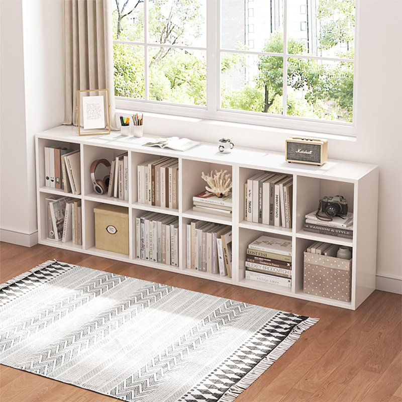 8 Compartment Storage Bookcase, Open Shelf Simple Compartment Bookshelf, White