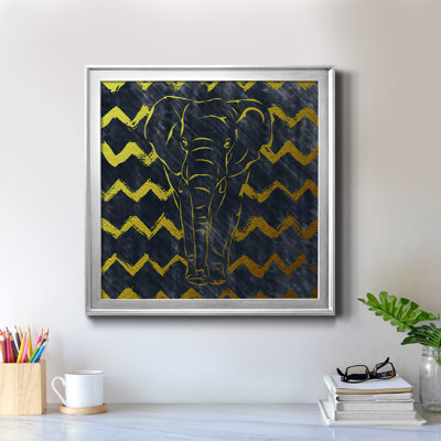 Éléphant brossé - Peinture sur toile encadrée
