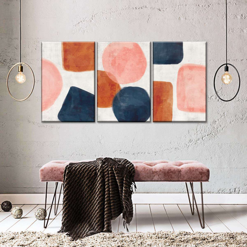 Wine Shapes And Colors Multi Piece Canvas Print, 12" H x 26" W x 1" D