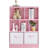 Amaiah 3-Tier Storage Bookcase, 7 Cube Open Shelves with Fabric Drawers, Wood Display Cabinet