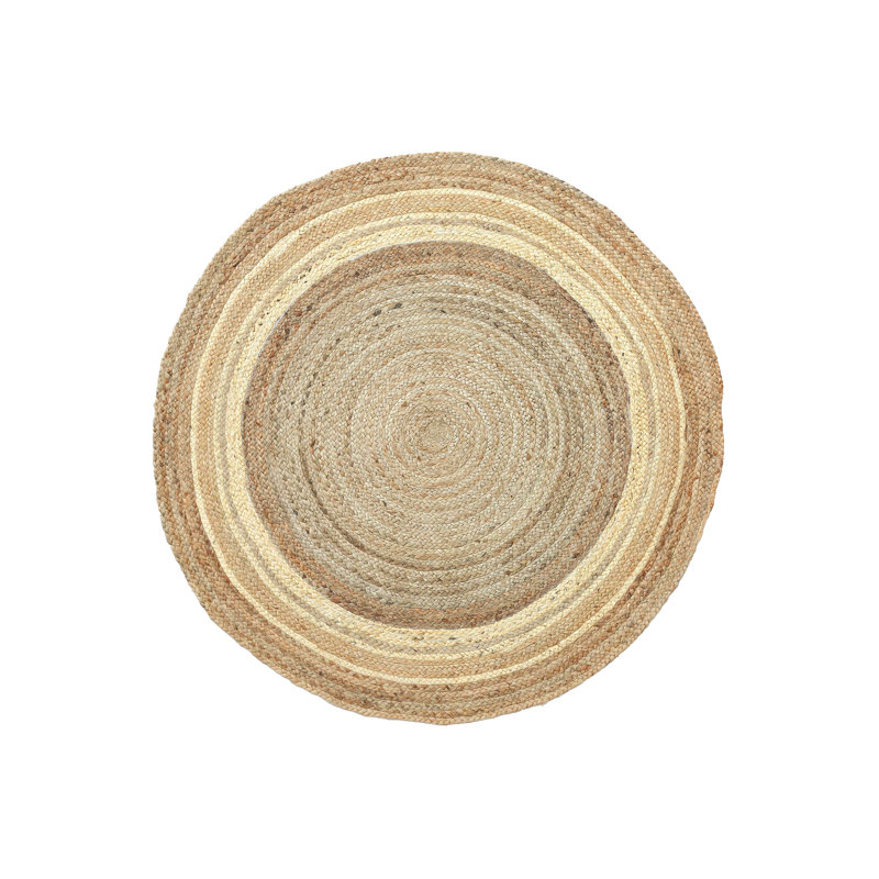 Tapis blanc en fibres naturelles Abani Savoie JUT180A, Rond 4 pi