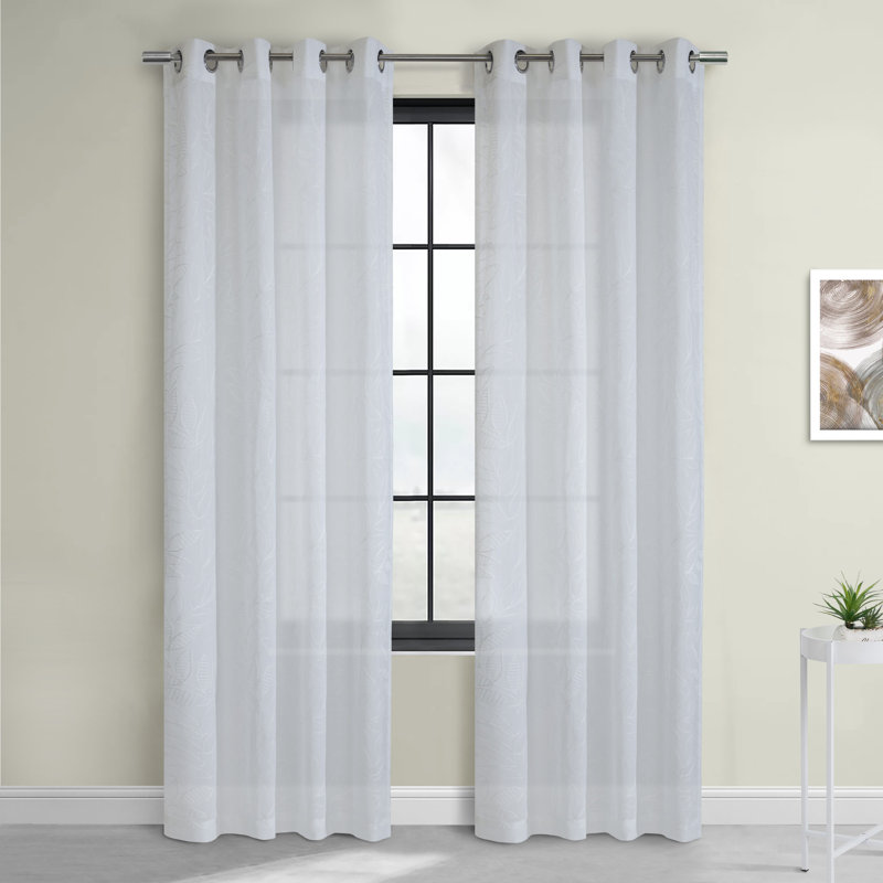 Panneau de rideau diaphane avec œillets Tammitha, Blanc, L 52 po x L 108 po