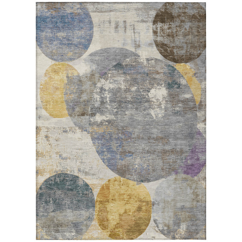 Machine Washable Indoor/Outdoor Chantille ACN2381 Circles Rug, Rectangle 9' x 12'