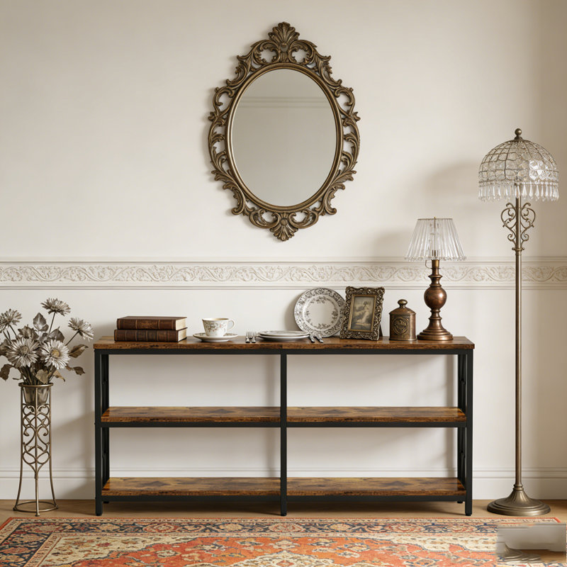 3-Tier Console Table Industrial Sofa Foyer Table for Living Room