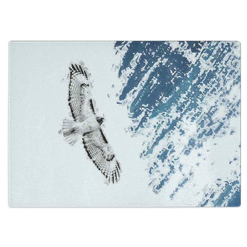 Tempered Glass Buzzard Bird Chopping Board, 28.5 cm W x 20 cm L