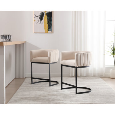 Naysharn Upholstered Counter Stool with Metal Frame