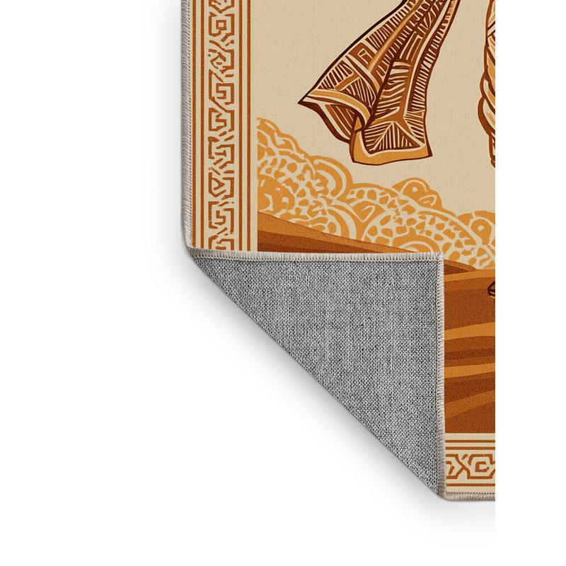Tapis beige lavable à la machine Melton, 6 X 9