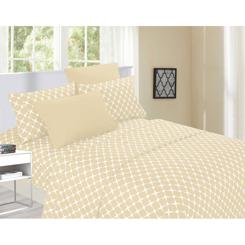 4 Piece Elegant Comfort Microfiber Percale Sheet Set, Cream, Full Sheet Set with 2 Pillowcases