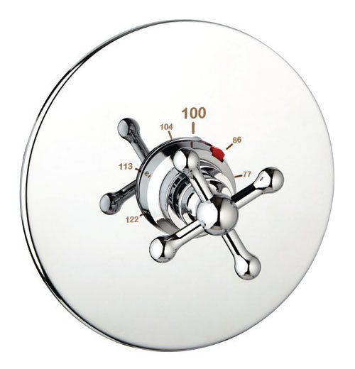 Thermostat rond complet avec soupape, Nickel brossé, 0,75 po
