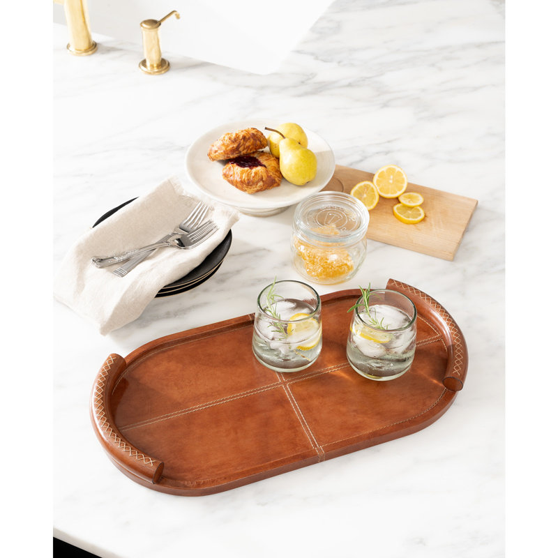 Forte Leather Tray Oval, Tan
