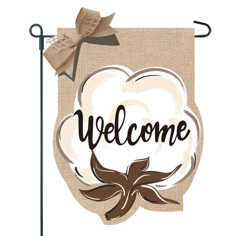 Coton boll welcome 2 faces 1 pi 6 x 1 pi. drapeau de jardin