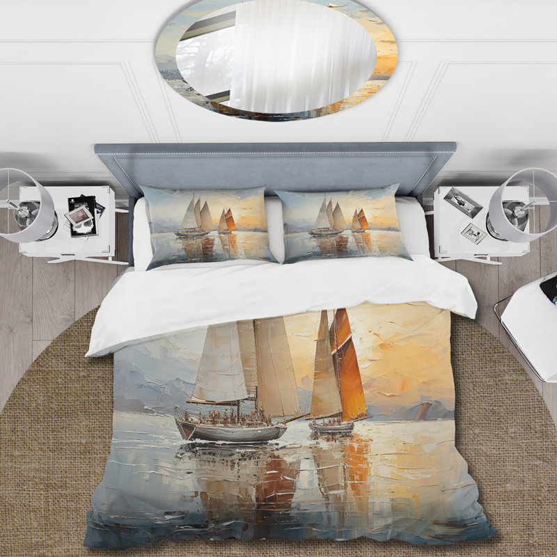 Minimalisme - Voilier Rhythms III - Ensemble de housse de couette transport - Microfibre de polyester