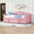 Twin Upholstered Daybed with Trundle, Side Pockets and USB-569759389