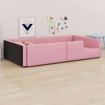 Upholstered Platform Bed With Guardrail And Charging Station